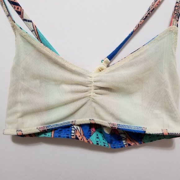 Nollie bralette Small geometric print cross strap racerback pullover style boho - Picture 12 of 13